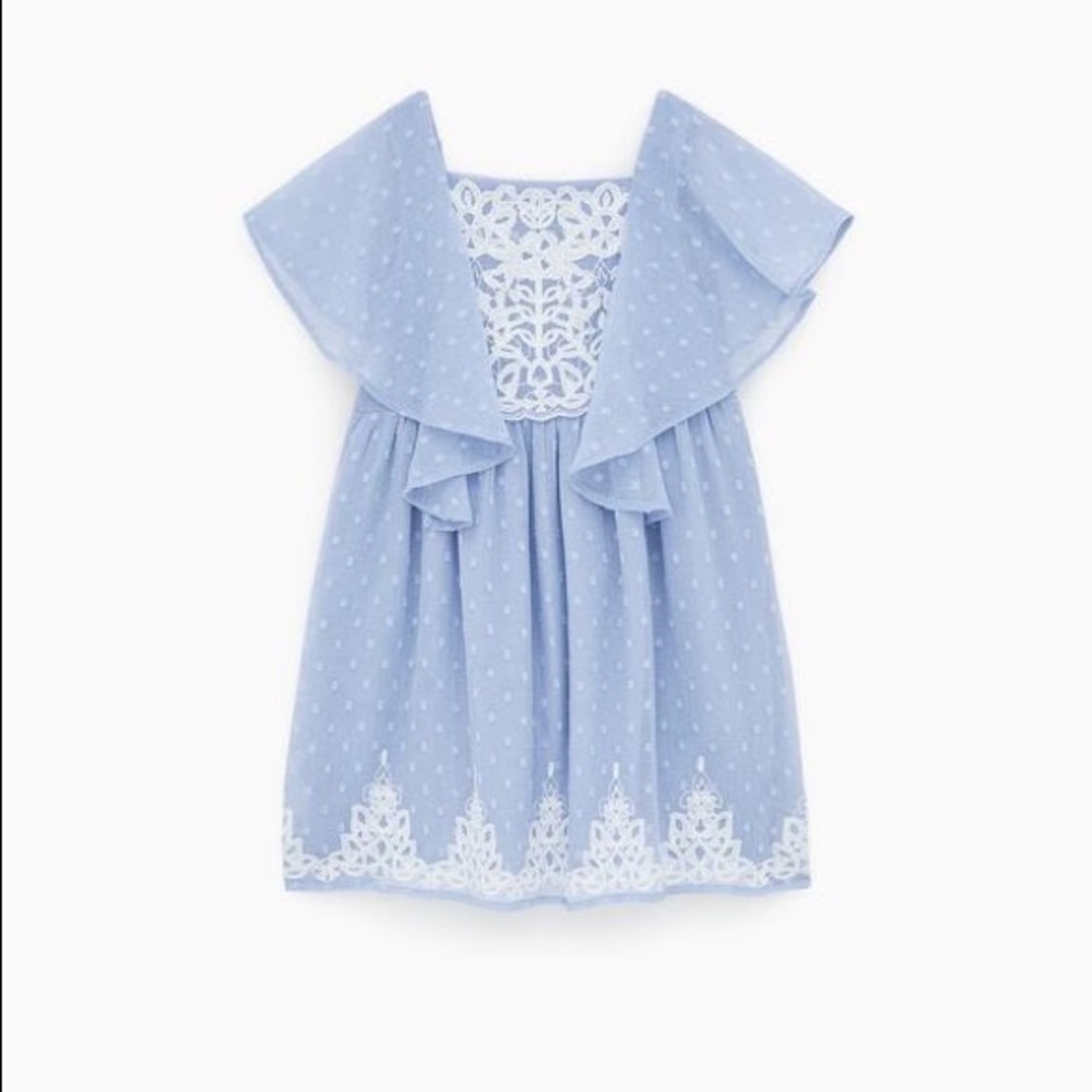 NWT Zara Ruffled Dotted Mesh Dress